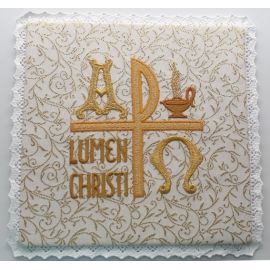 Palka ecru, złote wzory - Lumen Christi (Światło Chrystusa) - kolor ecru