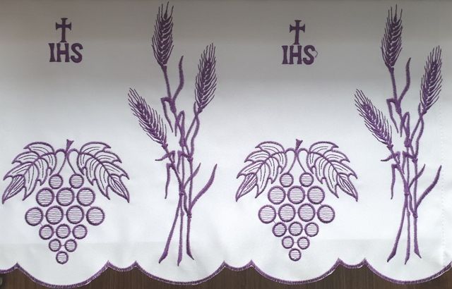 Obrus ołtarzowy haftowany - wzór eucharystyczny (216) - OBRUSY OŁTARZOWE - Nowość