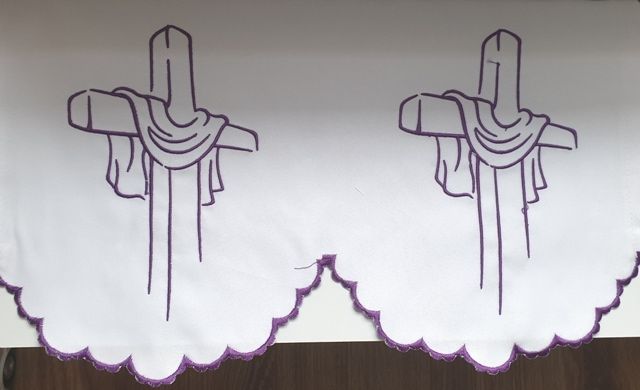 Obrus ołtarzowy haftowany - wzór eucharystyczny (217) - OBRUSY OŁTARZOWE - zdjęcie 2 - Obrus ołtarzowy haftowany - wzór eucharystyczny (217)