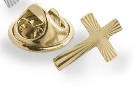 Krzyżyk dekorowany wpinany złoty - przypinka - Przypinki, wpinki katolickie - zdjęcie 2 - Krzyżyk dekorowany wpinany złoty - przypinka