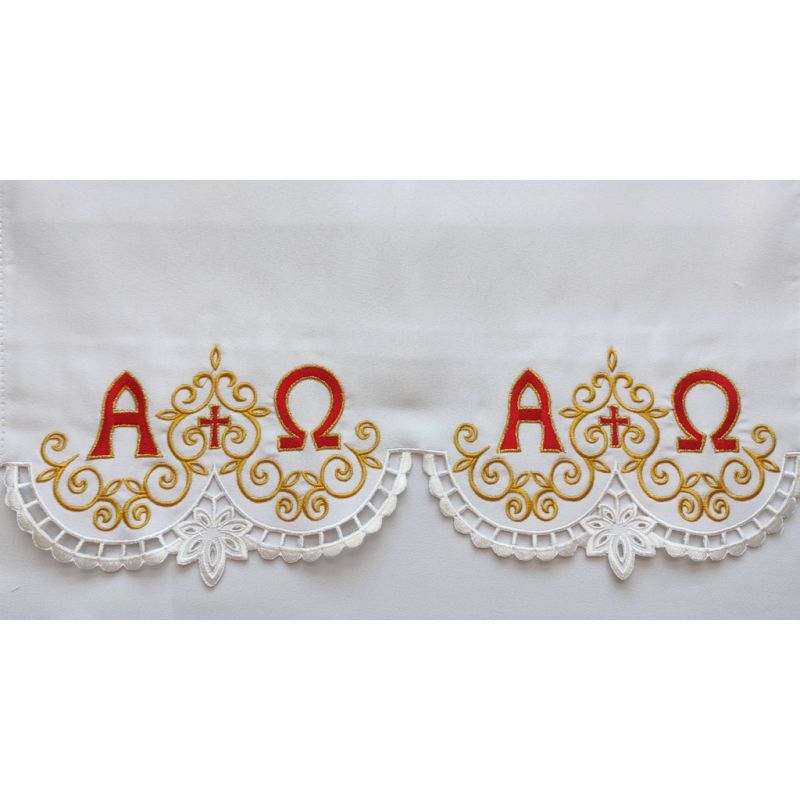 Obrus ołtarzowy haftowany - Alfa Omega (76) - OBRUSY WIELKANOCNE - Obrus ołtarzowy haftowany - Alfa Omega (76)