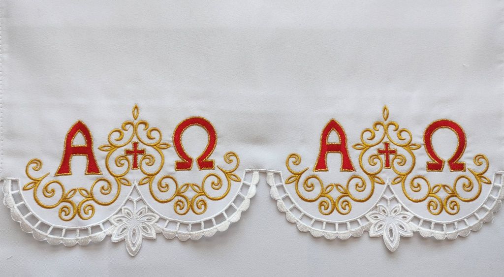 Obrus ołtarzowy haftowany - Alfa Omega (76) - OBRUSY WIELKANOCNE - Nowość