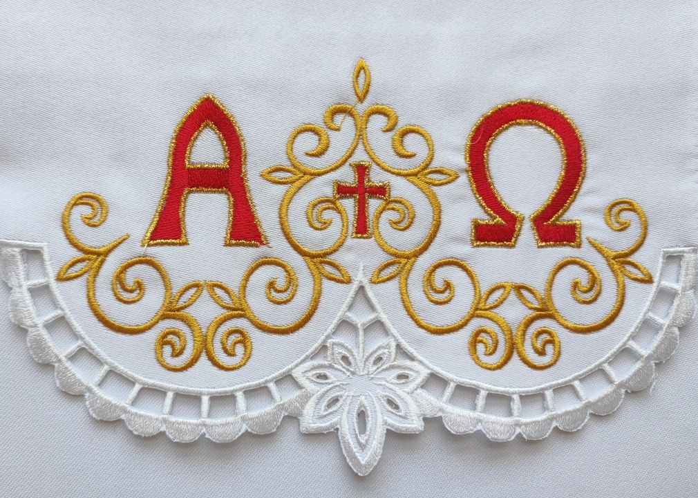 Obrus ołtarzowy haftowany - Alfa Omega (76) - OBRUSY WIELKANOCNE - zdjęcie 2 - Obrus ołtarzowy haftowany - Alfa Omega (76)