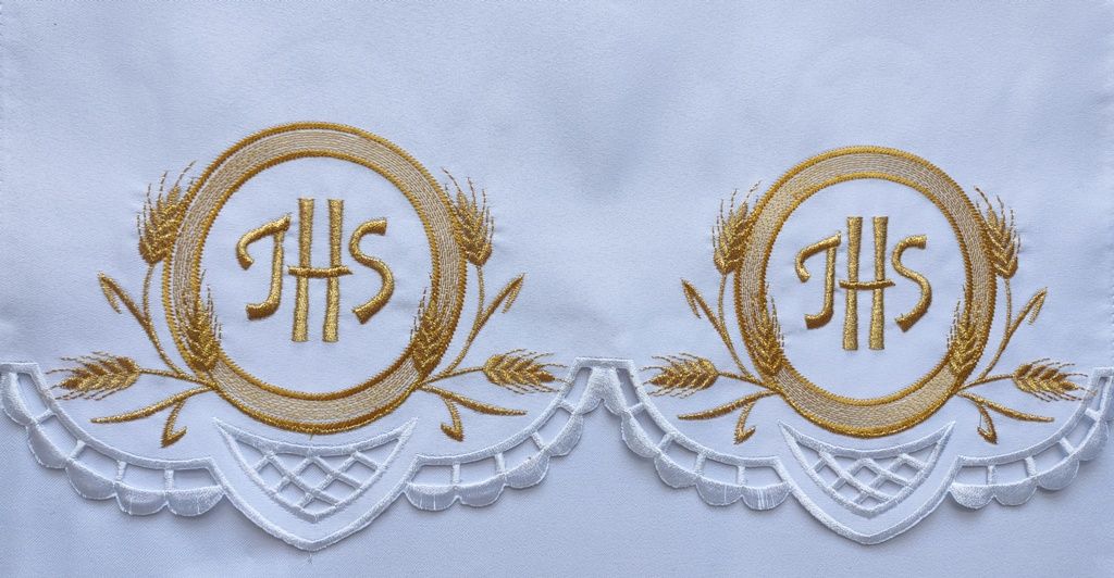 Obrus ołtarzowy haftowany - wzór eucharystyczny (117) - OBRUSY OŁTARZOWE - Nowość