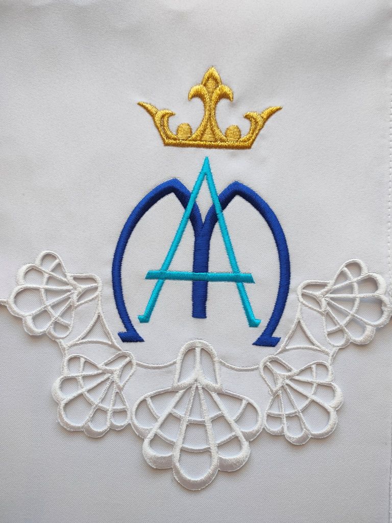 Obrus ołtarzowy haftowany - wzór Maryjny (98) - OBRUSY OŁTARZOWE - zdjęcie 2 - Obrus ołtarzowy haftowany - wzór Maryjny (98)