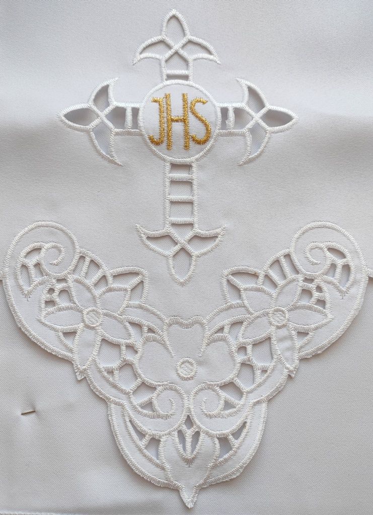 Obrus ołtarzowy haftowany - wzór eucharystyczny (96) - OBRUSY OŁTARZOWE - zdjęcie 2 - Obrus ołtarzowy haftowany - wzór eucharystyczny (96)