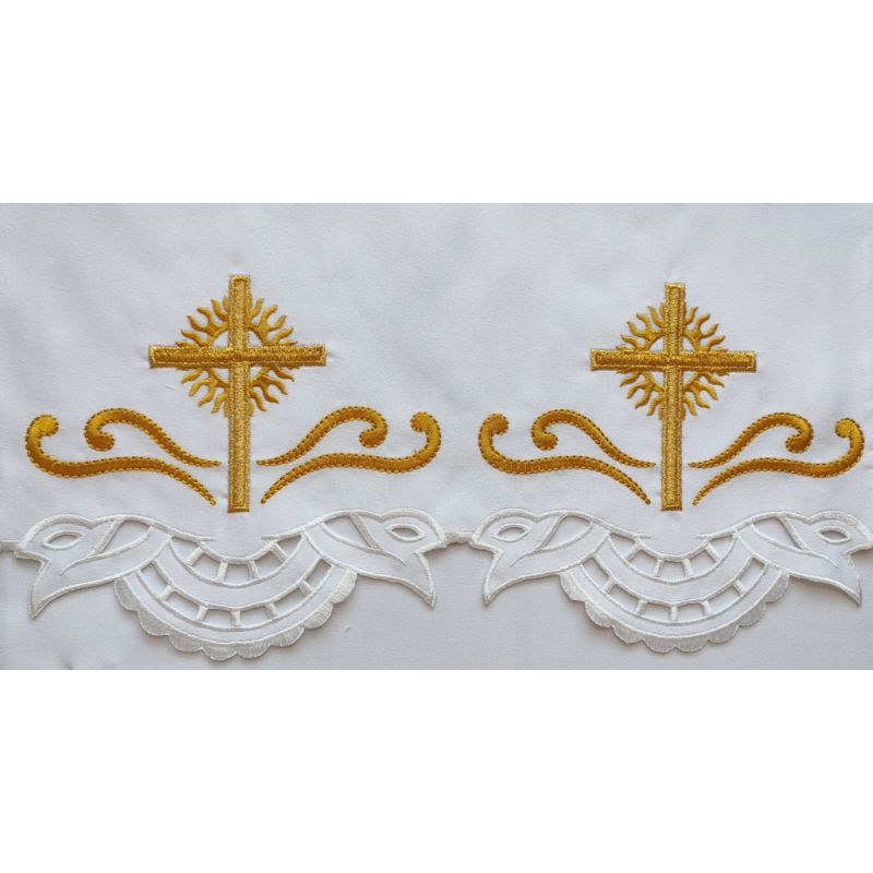 Obrus ołtarzowy haftowany - wzór eucharystyczny (107) - OBRUSY OŁTARZOWE - Obrus ołtarzowy haftowany - wzór eucharystyczny (107)