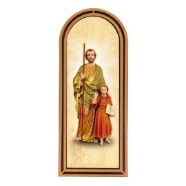 Święty Józef - Obraz półokrągły w ramce HDF (1) - Obrazek religijny płyta HDF
