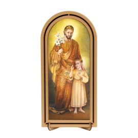 Święty Józef - Obraz półokrągły w ramce HDF (2) - Obrazek religijny płyta HDF