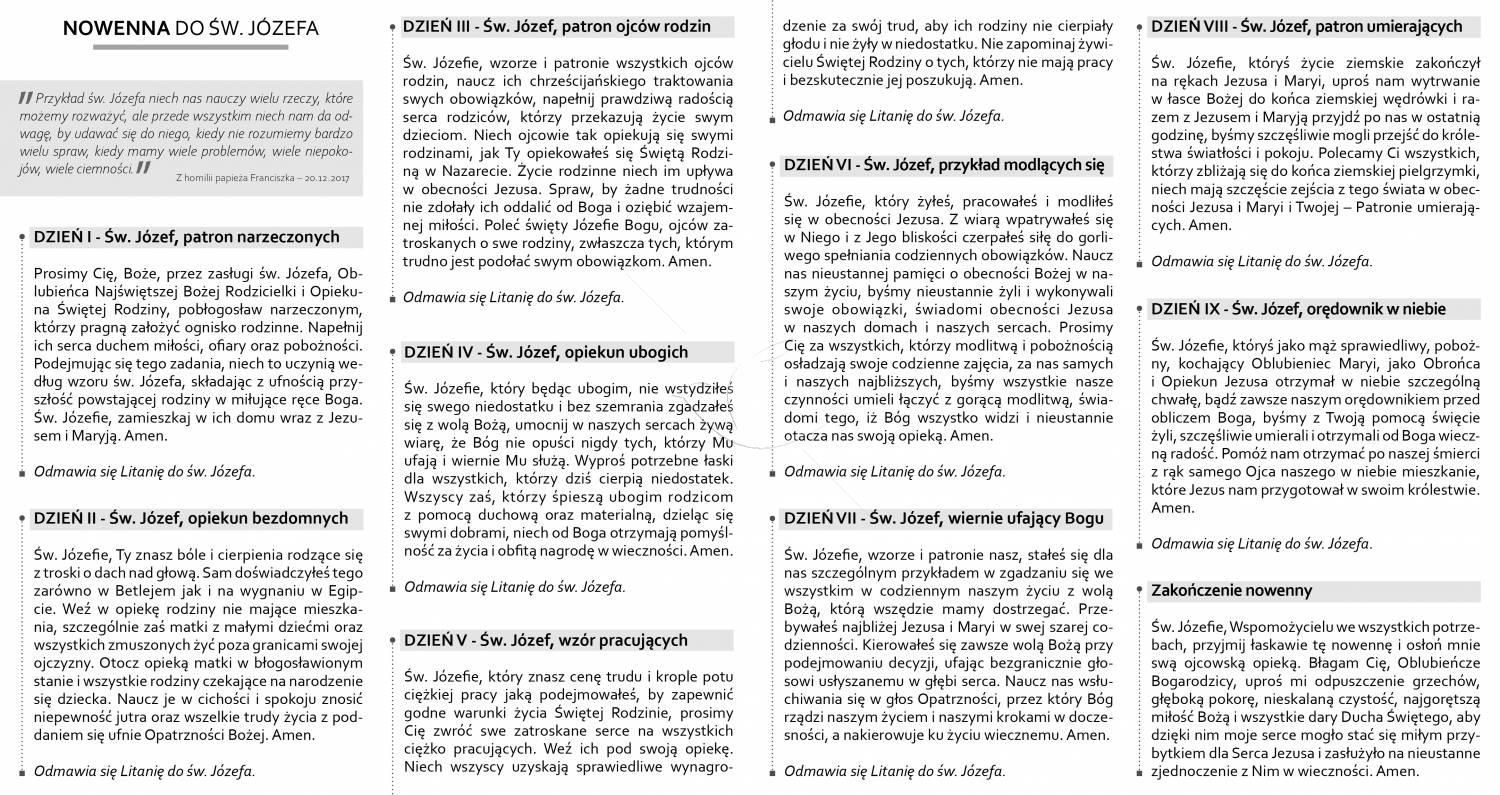 Folderek - Nowenny i Modlitwy do Świętego Józefa - Folder religijny - zdjęcie 2 - Folderek - Nowenny i Modlitwy do Świętego Józefa