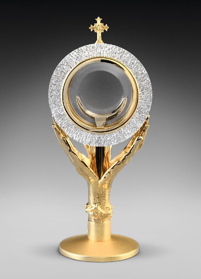 Monstrancja mosiężna, pozłacana - 31 cm (D3) - MONSTRANCJE - Nowość