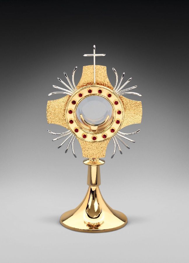 Monstrancja mosiężna, pozłacana - 42 cm (D17) - MONSTRANCJE - Nowość