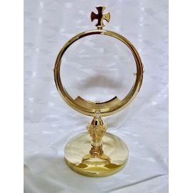 Monstrancja mosiężna luna 16 cm, pozłacana - 29 cm (D19) - MONSTRANCJE