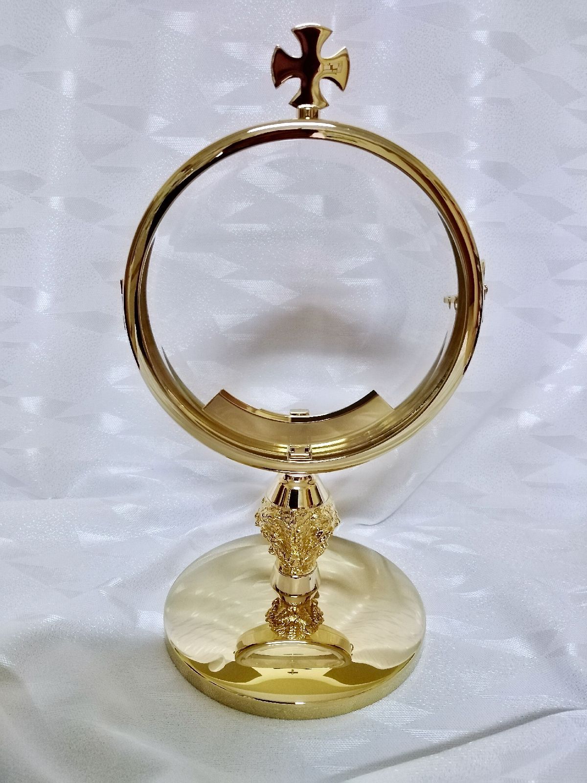 Monstrancja mosiężna luna 16 cm, pozłacana - 29 cm (D19) - MONSTRANCJE - Nowość