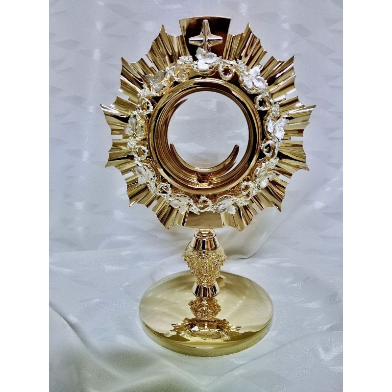 Monstrancja mosiężna, pozłacana - 29 cm (D23) - MONSTRANCJE - Monstrancja mosiężna, pozłacana - 29 cm (D23)