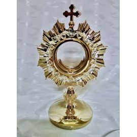 Monstrancja mosiężna, pozłacana - 32 cm (D24) - MONSTRANCJE