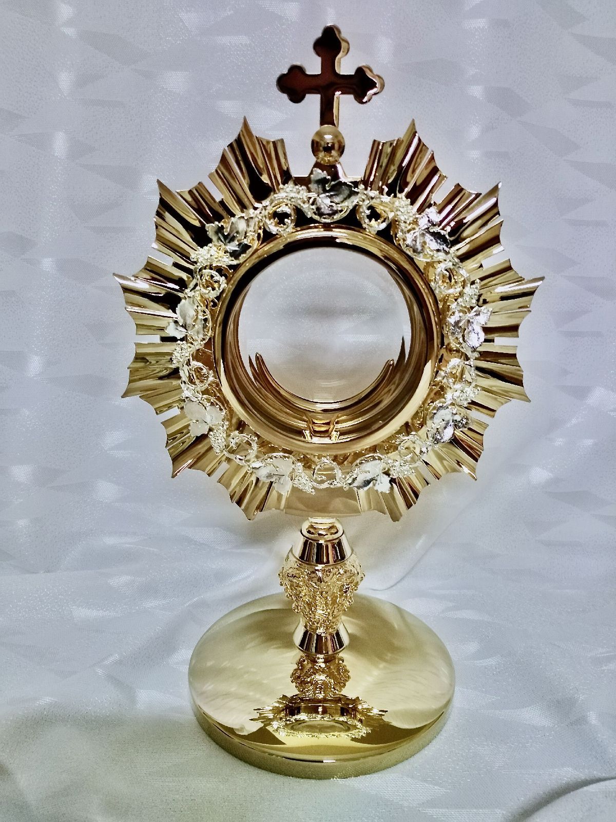 Monstrancja mosiężna, pozłacana - 32 cm (D24) - MONSTRANCJE - Nowość