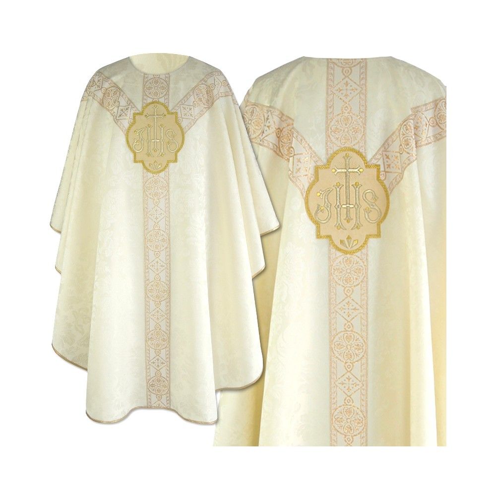 Ornat semi gotycki ecru - tkanina żakard (64) - Ornaty Semi Gotyckie - Nowość