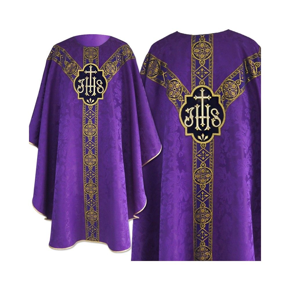 Ornat semi gotycki fiolet - tkanina żakard (65) - ORNATY NA WIELKI POST - Nowość