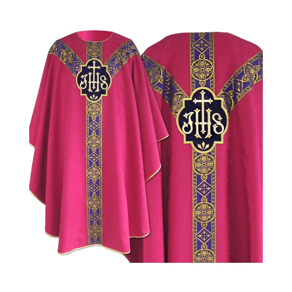 Ornat semi gotycki różowy - tkanina żakard (66) - Ornaty Semi Gotyckie - Nowość