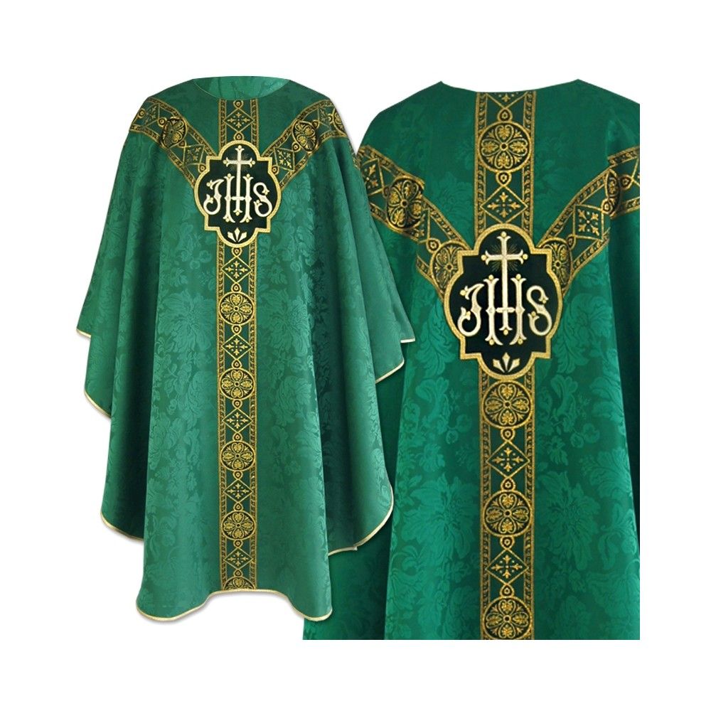 Ornat semi gotycki zielony - tkanina żakard (67) - Ornaty Semi Gotyckie - Nowość