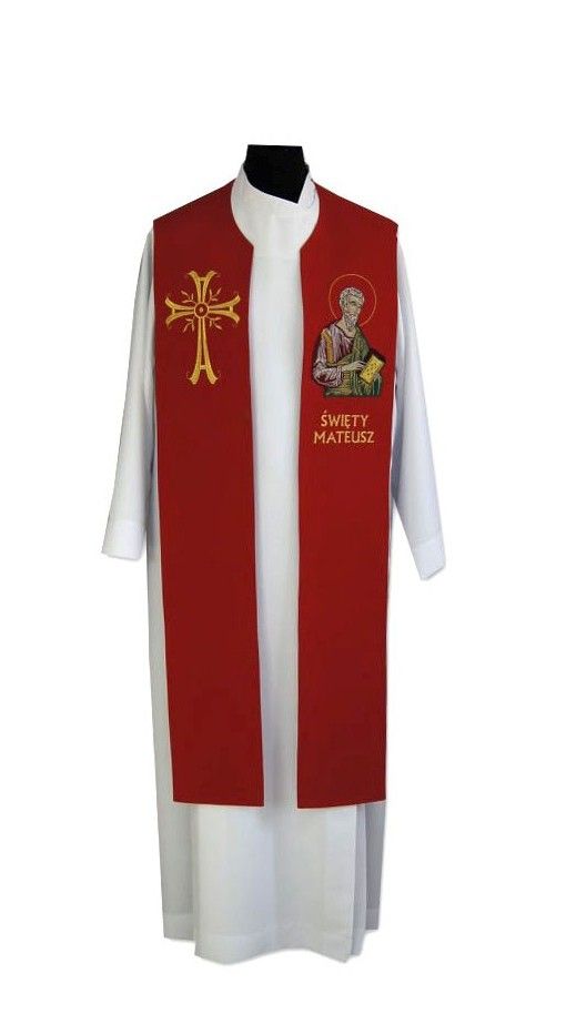 Stuła haftowana z wizerunkiem - Święty Mateusz - Z POSTACIAMI - Nowość