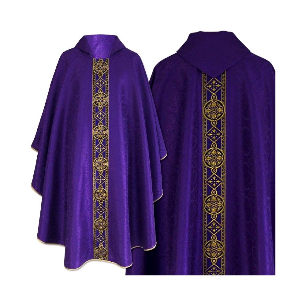 Ornat semi gotycki fioletowy - tkanina żakard (71) - Ornaty Semi Gotyckie - Nowość