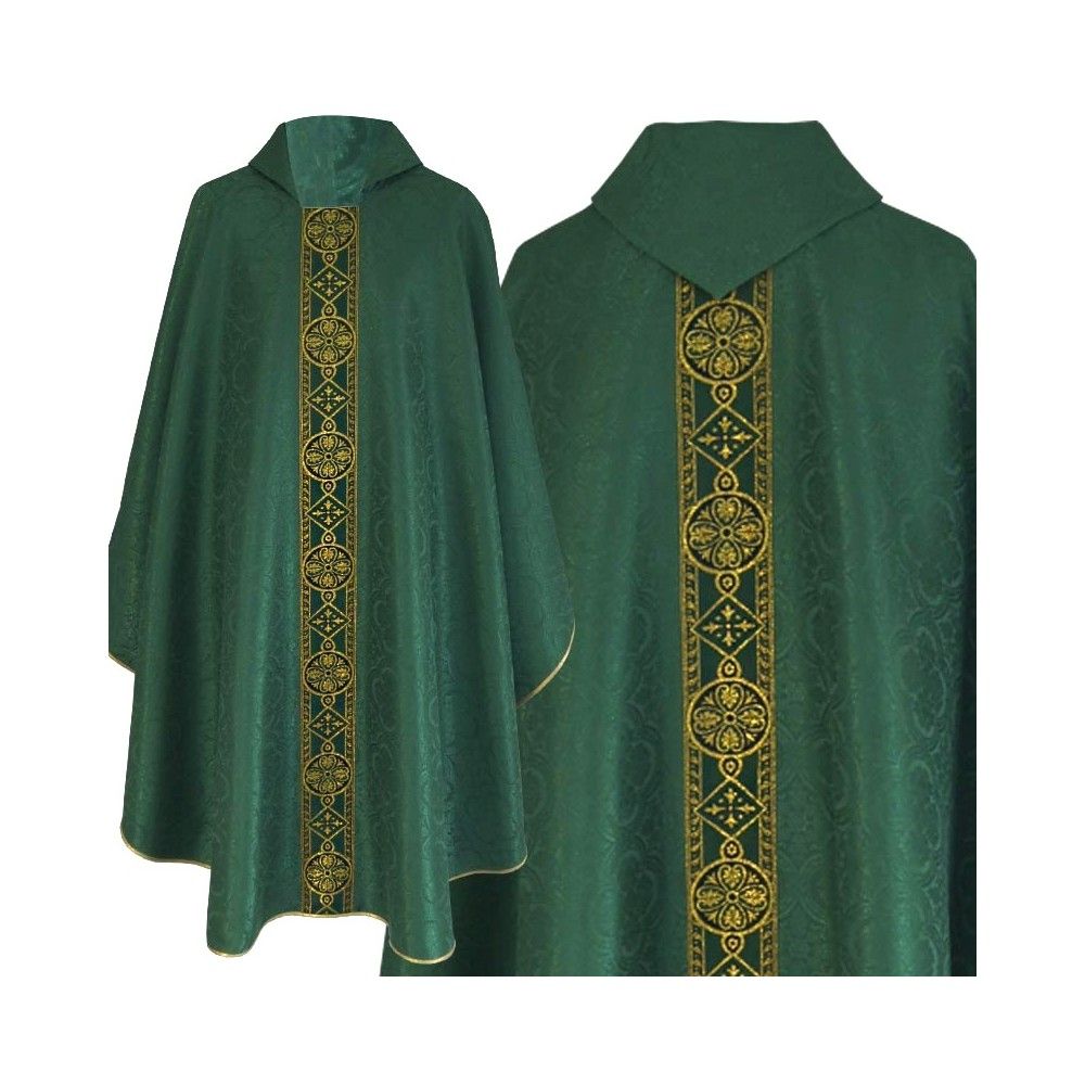 Ornat semi gotycki zielony - tkanina żakard (71) - Ornaty Semi Gotyckie - Nowość
