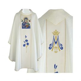 Ornat haftowany MB Nieustającej Pomocy - żakard - Ornaty Maryjne