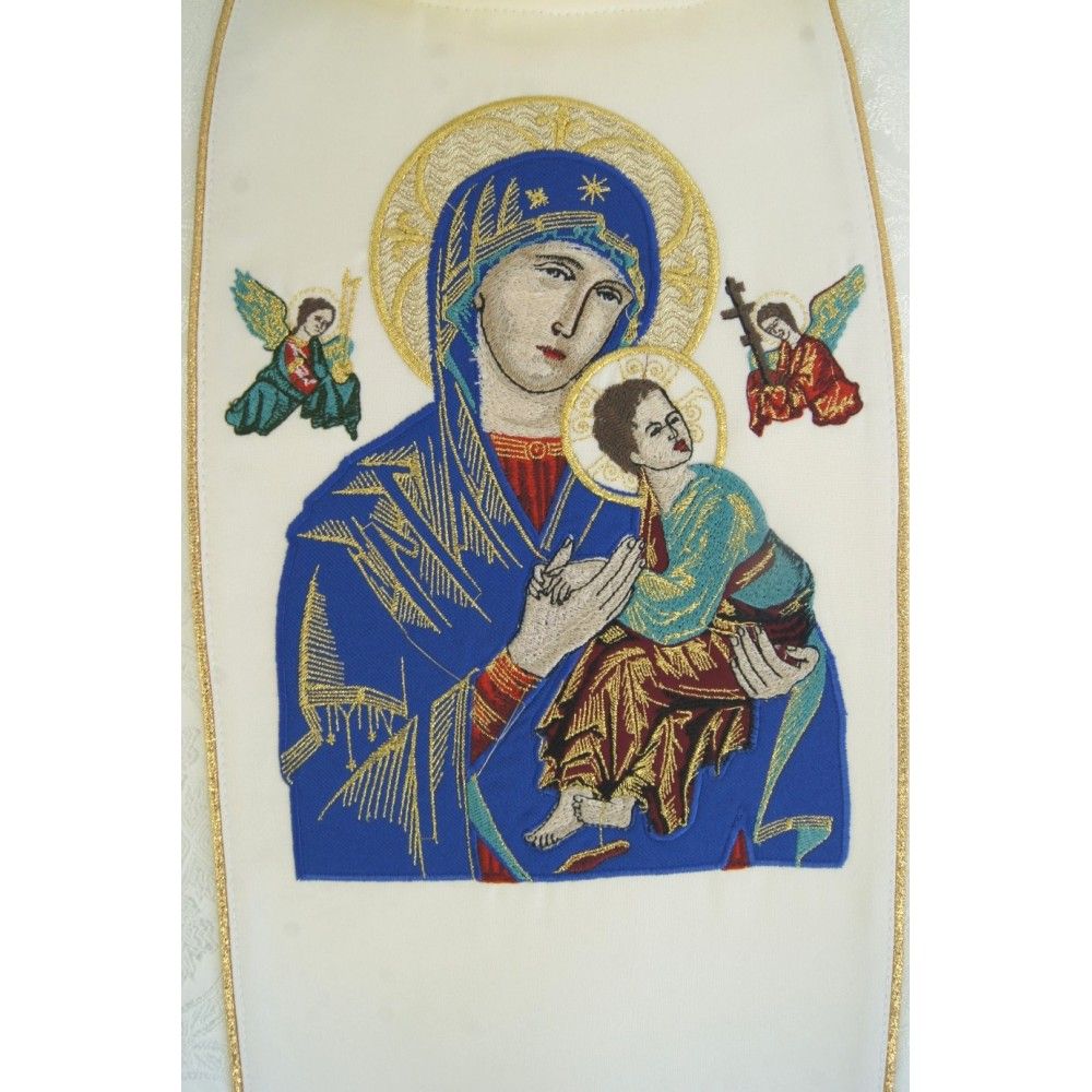 Ornat haftowany MB Nieustającej Pomocy - żakard - Ornaty Maryjne - zdjęcie 4 - Ornat haftowany MB Nieustającej Pomocy - żakard