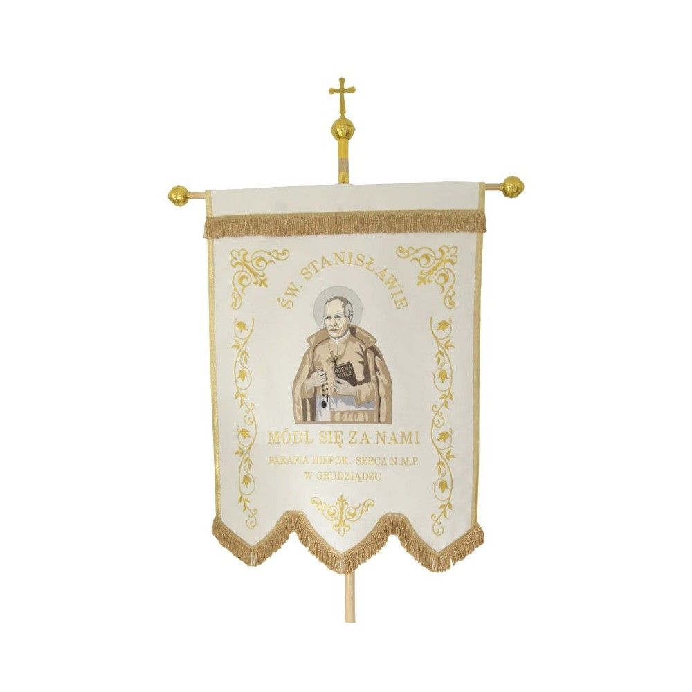 Chorągiew dwustronna Św. Stanisław - haft - CHORĄGWIE, SZTANDARY - Nowość