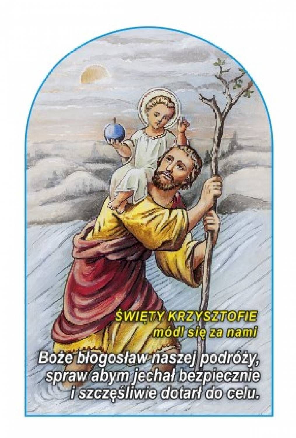 Plakietka półokrągła samoprzylepna - Święty Krzysztof - ŚWIĘTY KRZYSZTOF - Plakietka półokrągła samoprzylepna - Święty Krzysztof