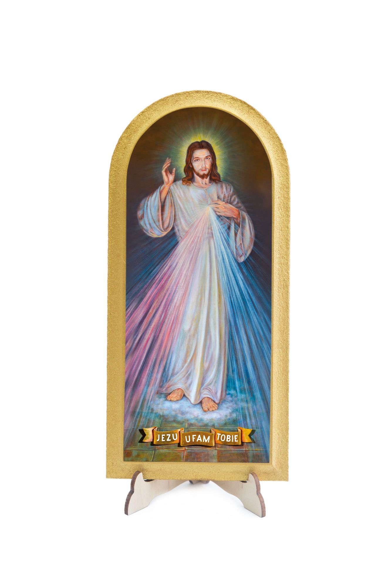 Obraz półokrągły Jezu Ufam Tobie - Obrazek religijny płyta HDF - Nowość