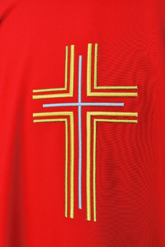 Ornat haftowany czerwony - krzyż (15) - Ornaty czerwone - zdjęcie 2 - Ornat haftowany czerwony - krzyż (15)