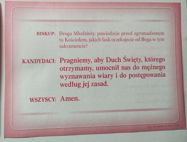 Zaświadczenie – sakrament bierzmowania -50 szt./opakowanie - BIURO PARAFIALNE - zdjęcie 2 - Zaświadczenie – sakrament bierzmowania -50 szt./opakowanie
