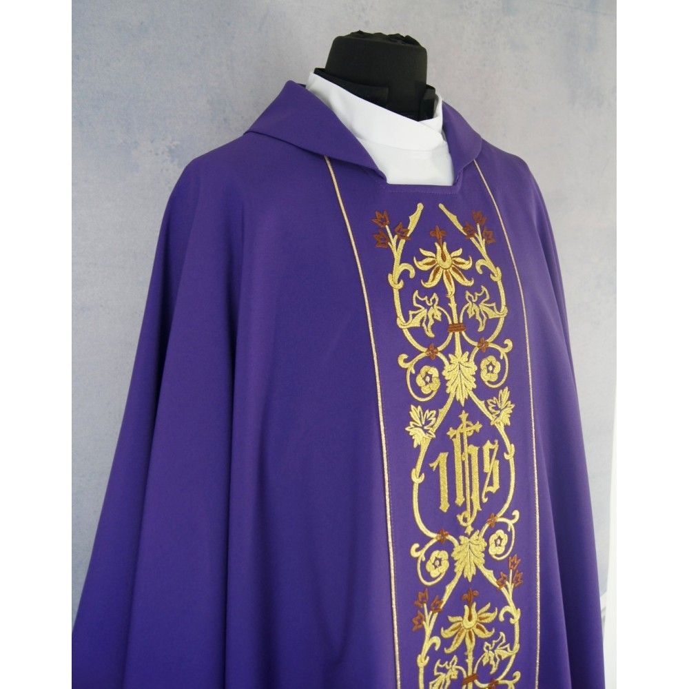 Ornat gotycki IHS - kolory liturgiczne (18) - Ornaty haftowane - zdjęcie 2 - Ornat gotycki IHS - kolory liturgiczne (18)