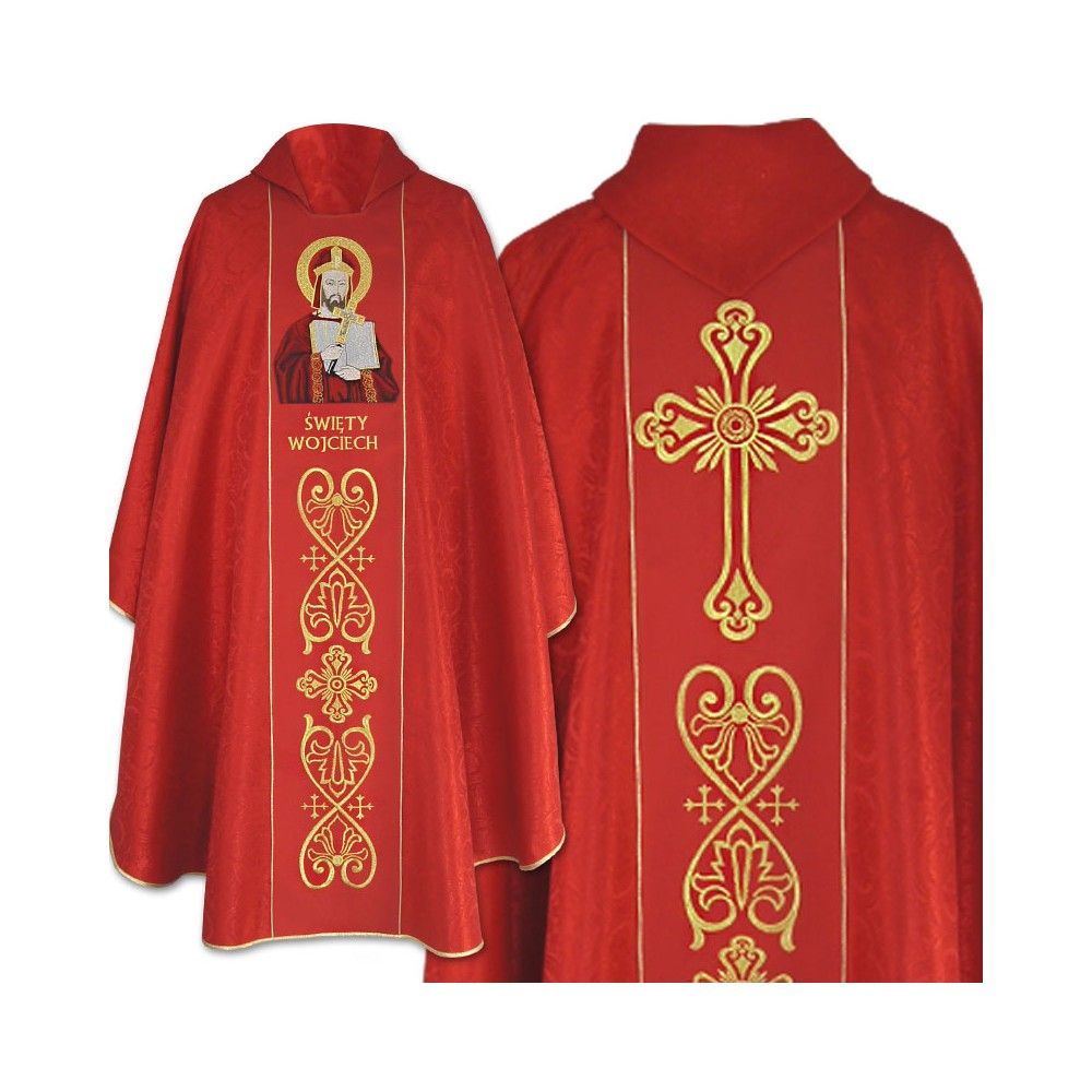 Ornat gotycki haftowany Święty Wojciech - Ornaty z wizerunkiem świętych - Nowość