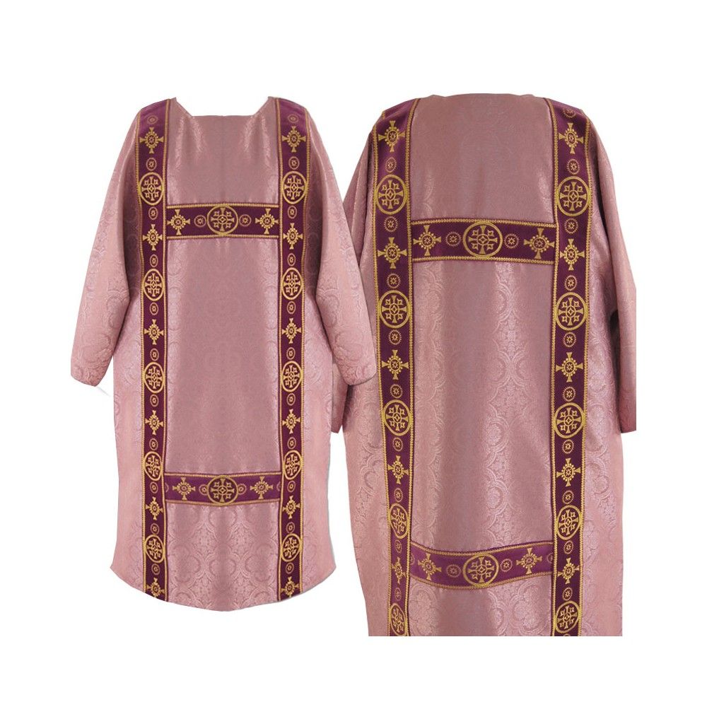 Dalmatyka gotycka żakard -pasy aksamit - mix kolorów - DALMATYKI - zdjęcie 7 - Dalmatyka gotycka żakard -pasy aksamit - mix kolorów