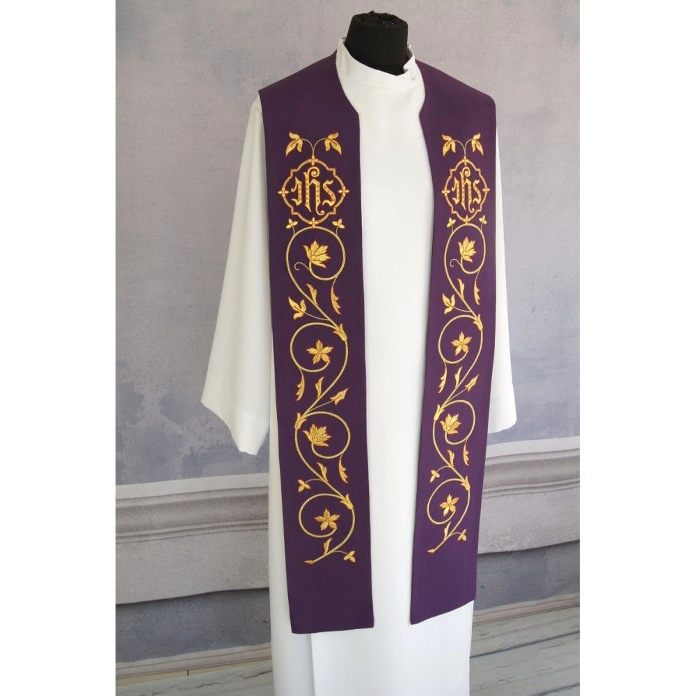 Stuła kapłańska eucharystyczna IHS - 3 kolory do wyboru - EUCHARYSTYCZNE - zdjęcie 7 - Stuła kapłańska eucharystyczna IHS - 3 kolory