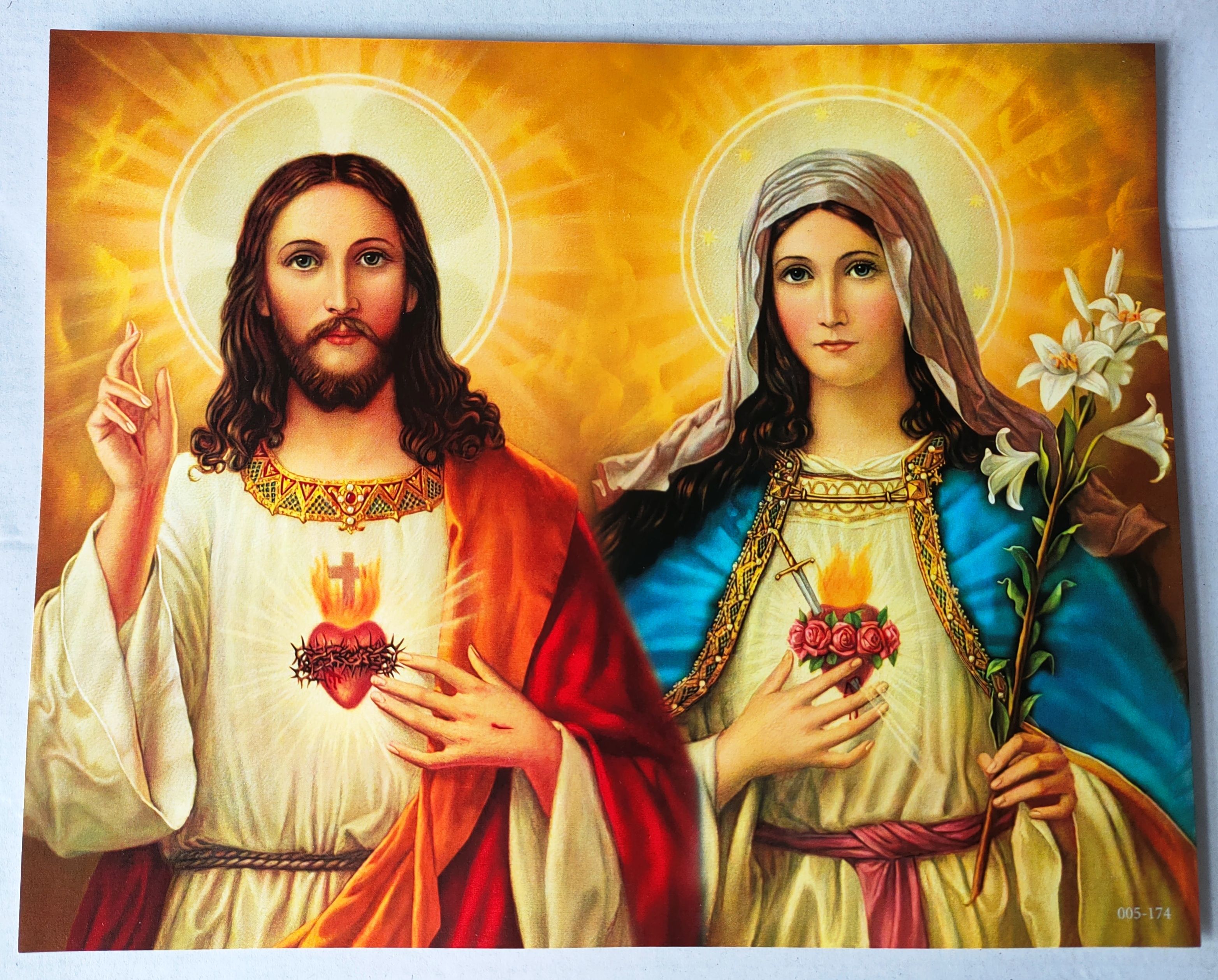 Serce Jezusa , Serce Maryi - Obraz do oprawienia format (20x25) - OBRAZY RELIGIJNE - Nowość