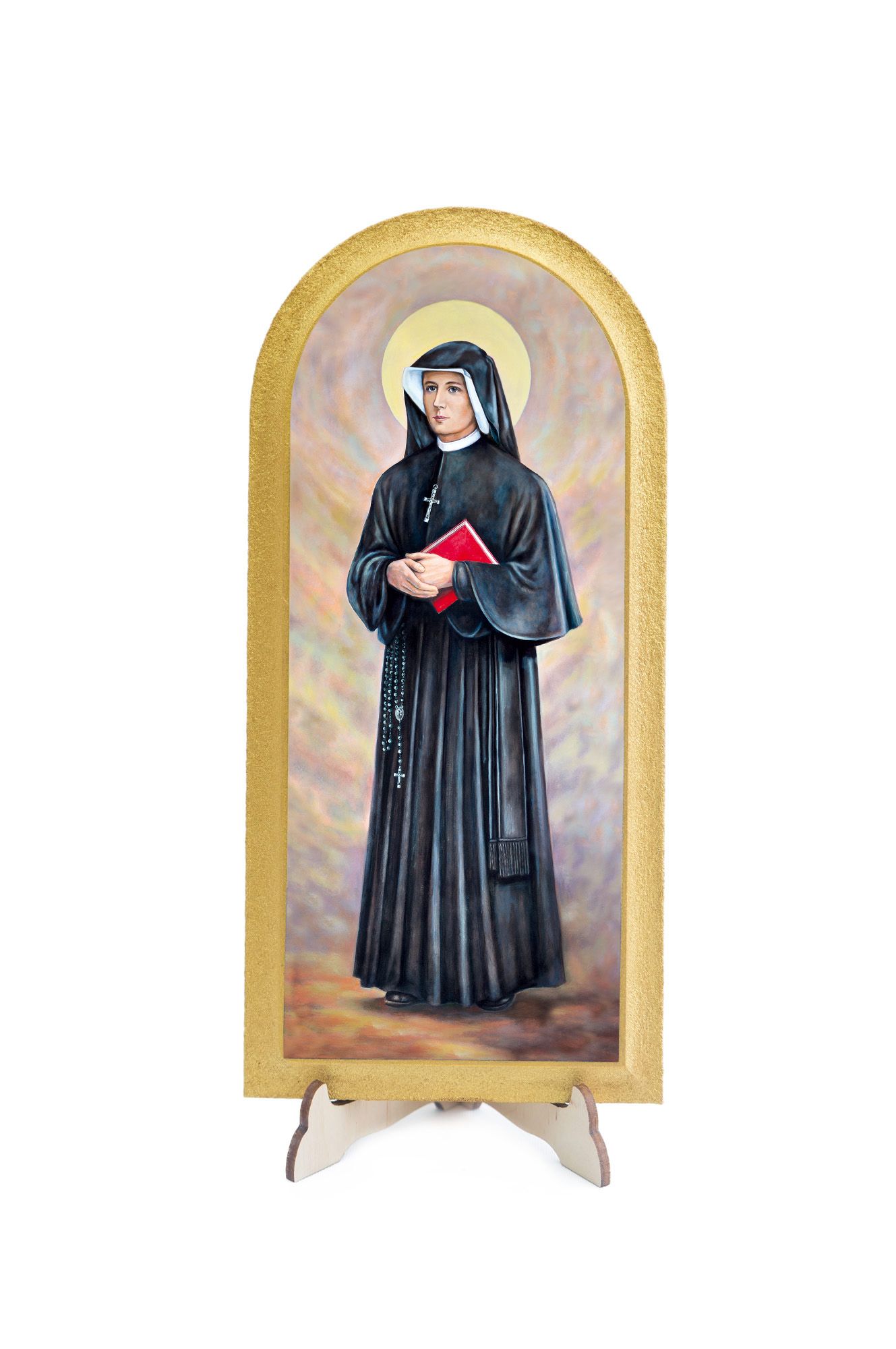 Święta Faustyna - Ołtarz ze szczyrku - Obraz półokrągły - Obrazek religijny płyta HDF - Nowość
