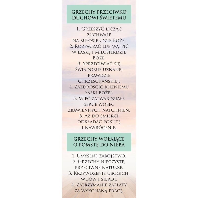Baner - Grzechy wołające o pomstę do Nieba - Banery edukacyjne, szkolne - Baner - Grzechy wołające o pomstę do Nieba