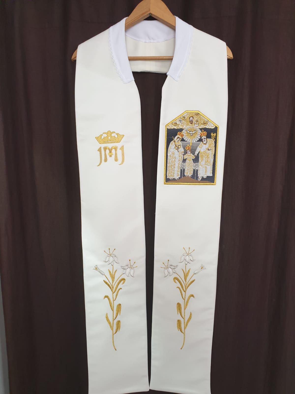 Stuła haftowana Święty Józef Kaliski - Z POSTACIAMI - Nowość