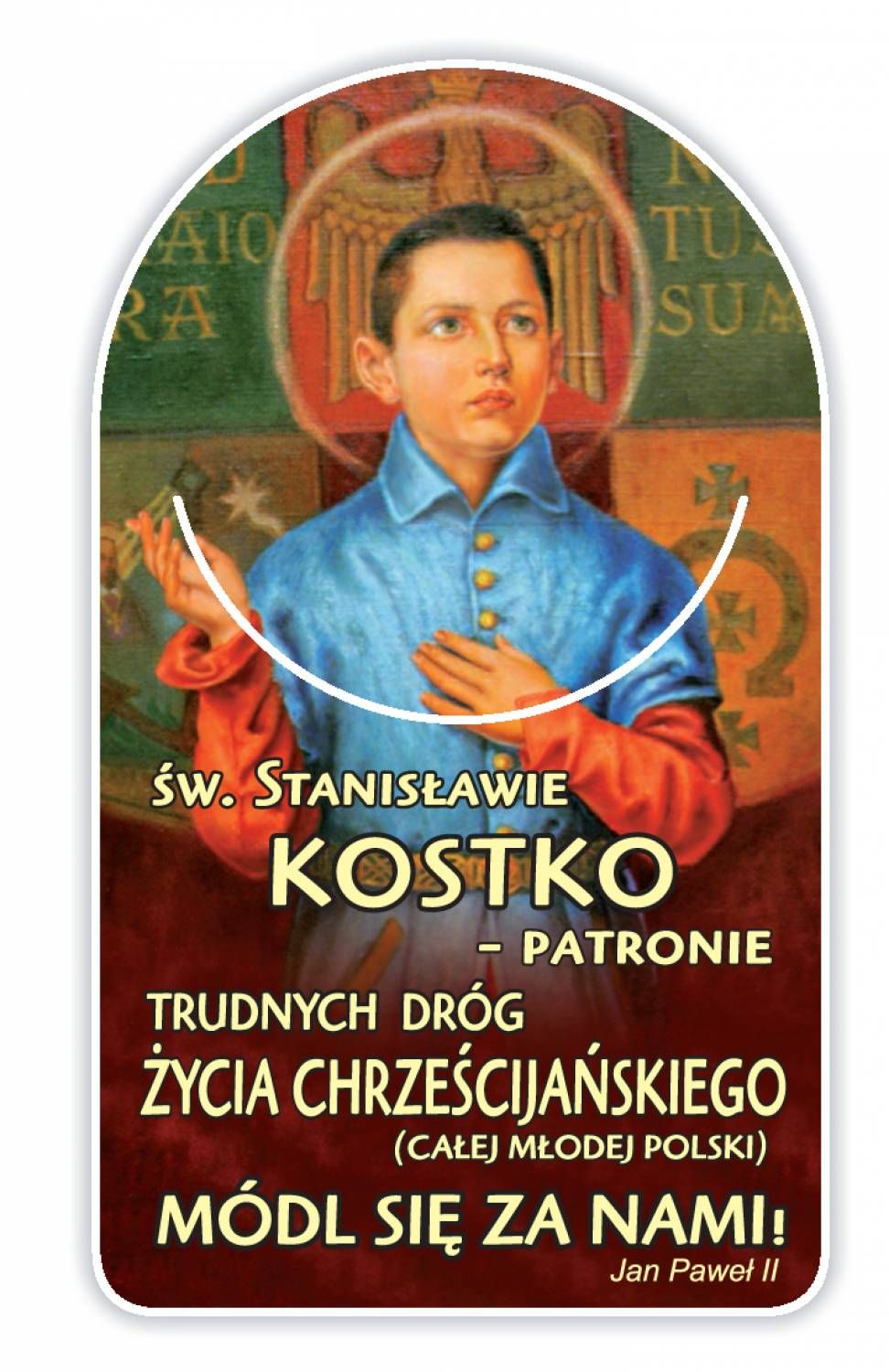 Zakładka papierowa półokrągła - Święty Stanisław Kostka - Zakładki religijne do książek - Nowość