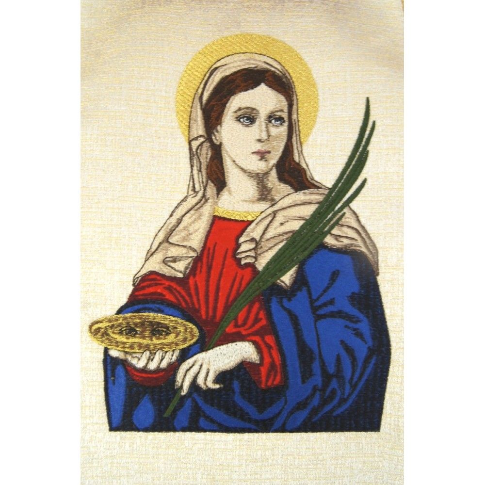 Ornat haftowany z wizerunkiem św. Łucji - Ornaty z wizerunkiem świętych - zdjęcie 3 - Ornat haftowany z wizerunkiem św. Łucji