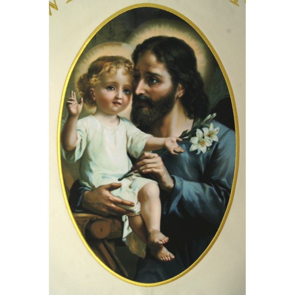 Chorągiew drukowana, haftowane napisy św. Józef - CHORĄGWIE, SZTANDARY - zdjęcie 4 - Chorągiew drukowana, haftowane napisy św. Józef