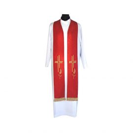 Stuła kapłańska krzyż i kłosy z frędzlami (5) - EUCHARYSTYCZNE - zdjęcie 2 - Stuła kapłańska krzyż i kłosy z frędzlami (5)