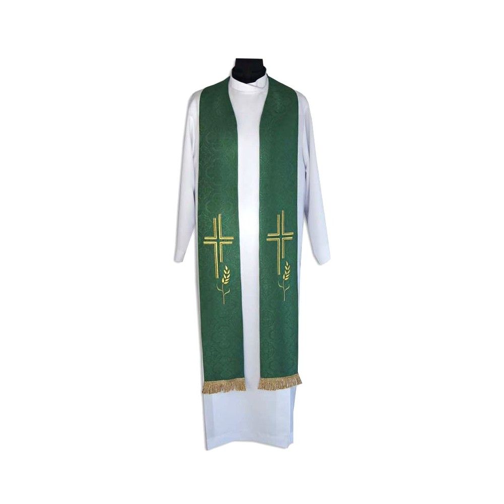 Stuła kapłańska krzyż i kłosy z frędzlami (5) - EUCHARYSTYCZNE - zdjęcie 4 - Stuła kapłańska krzyż i kłosy z frędzlami (5)