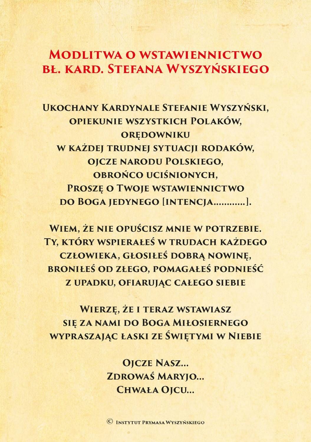 Kardynał Stefan Wyszyński - Ikona dwustronna z modlitwą format A5 - Ikony z  tektury introligatorskiej. - zdjęcie 2 - Kardynał Stefan Wyszyński - Ikona dwustronna z modlitwą format A5