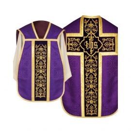 Ornat rzymski IHS - kolory liturgiczne, żakard (37) - Ornaty rzymskie